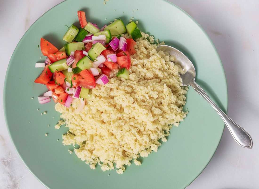 Attiéké recipe – fluffy fermented cassava couscous served with vegetables